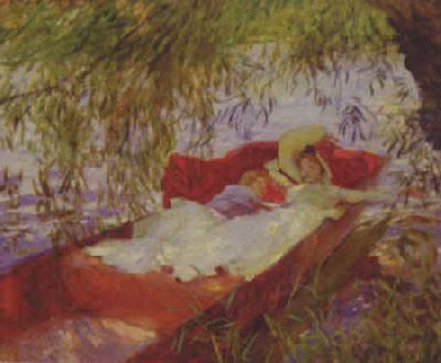 John Singer Sargent Two Women Asleep in a Punt under the Willows